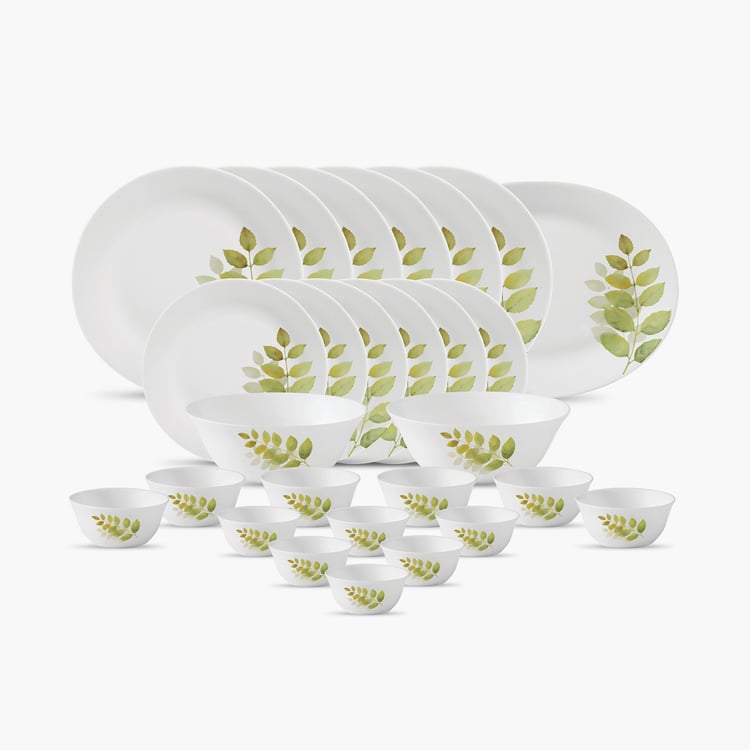 SOLITAIRE Ivory -Autumn Shadow Printed Dinner Set Opal Glass - Set of 27 Pcs