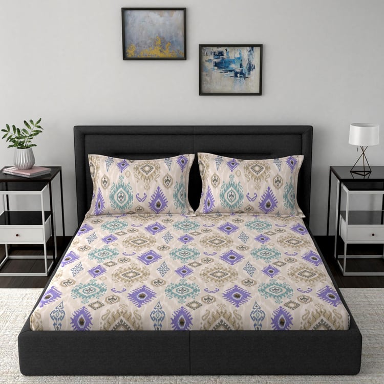 MASPAR Tranquility Flow 3-Pc. Printed Double Bedsheet Set - 2.24 x 2.75m