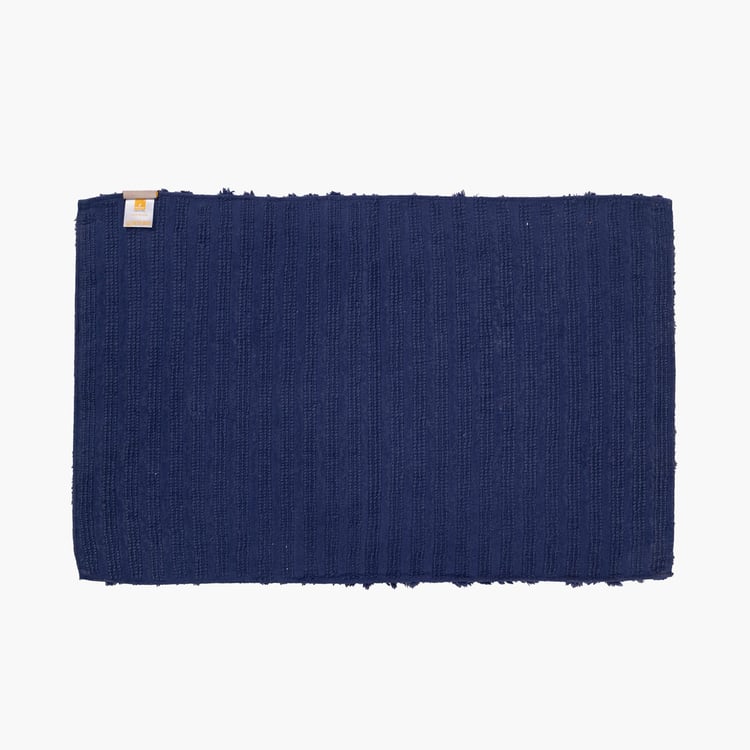 MASPAR Blue Textured Cotton Bath Mat - 50x80cm