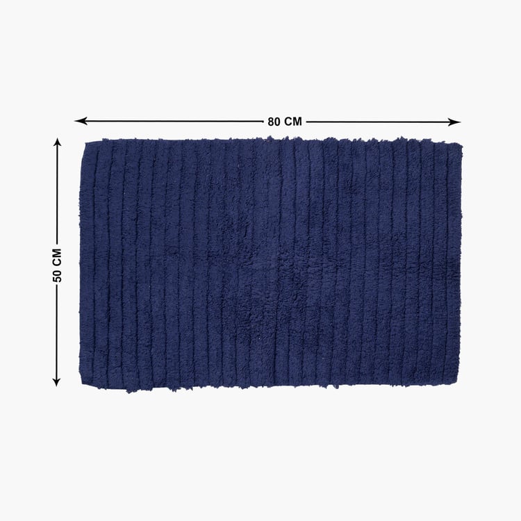 MASPAR Blue Textured Cotton Bath Mat - 50x80cm