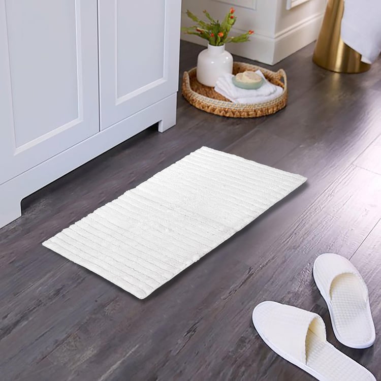 MASPAR White Cotton Bath Mat - 40x60cm