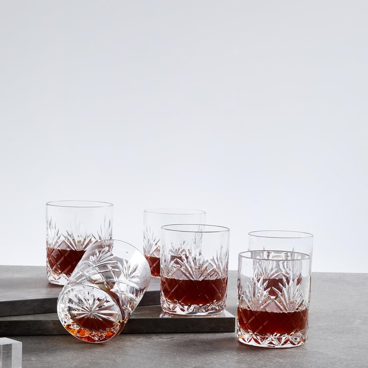 SOLITAIRE Cylinder Crystal Whiskey Glasses - Set of 6