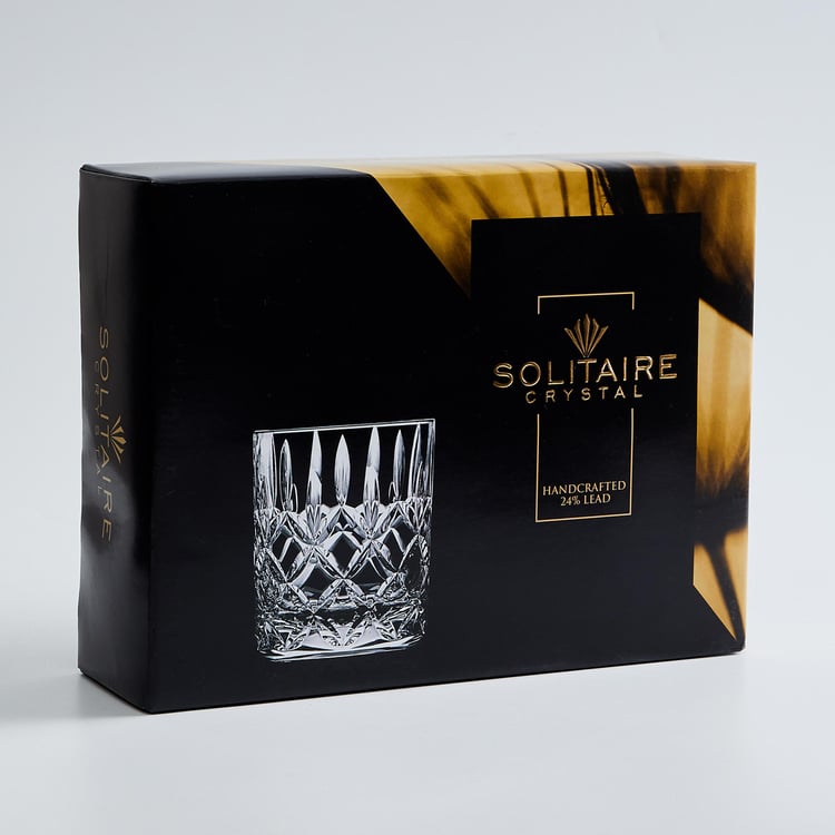 SOLITAIRE Cylinder Crystal Whiskey Glasses - Set of 6