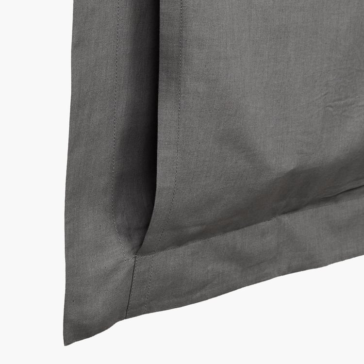 Colour Connect Solid Cotton Fitted Sheet : 1.50 m x 1.95 m, Pillow Cover : 40 cm x 70 cm Grey