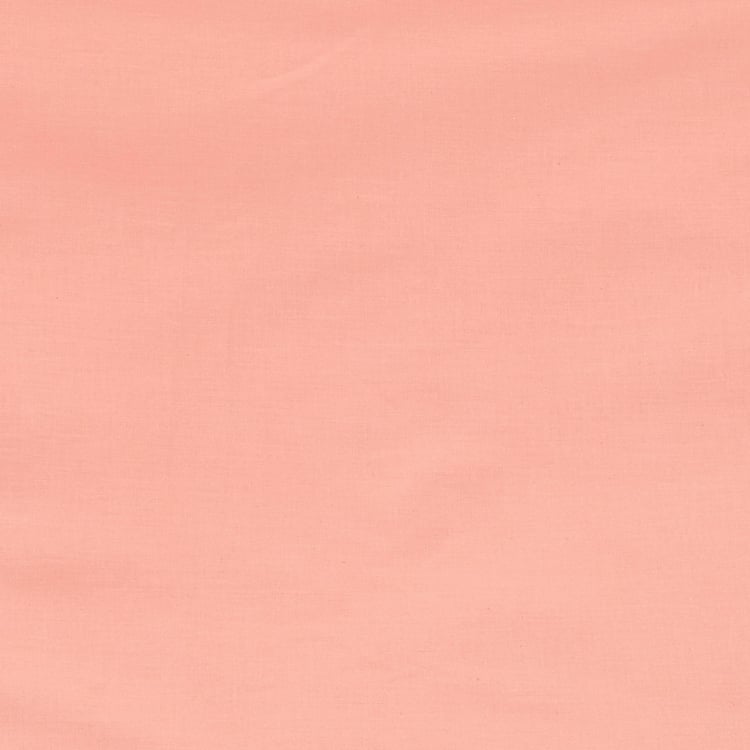 Colour Connect Solid Cotton Fitted Sheet : 1.80 m x 1.95 m, Pillow Cover : 40 cm x 70 cm Peach