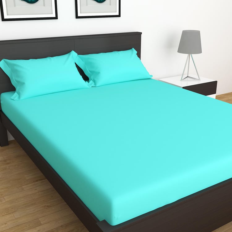 Colour Connect Solid Cotton Pillow Cover  : 70 cm x 45 cm  : Bedsheet  : 254 cm x 228 cm Blue