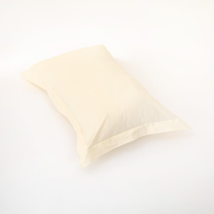 Marshmallow Off-White Solid Cotton Pillow Case - 81x54cm - Set of 2