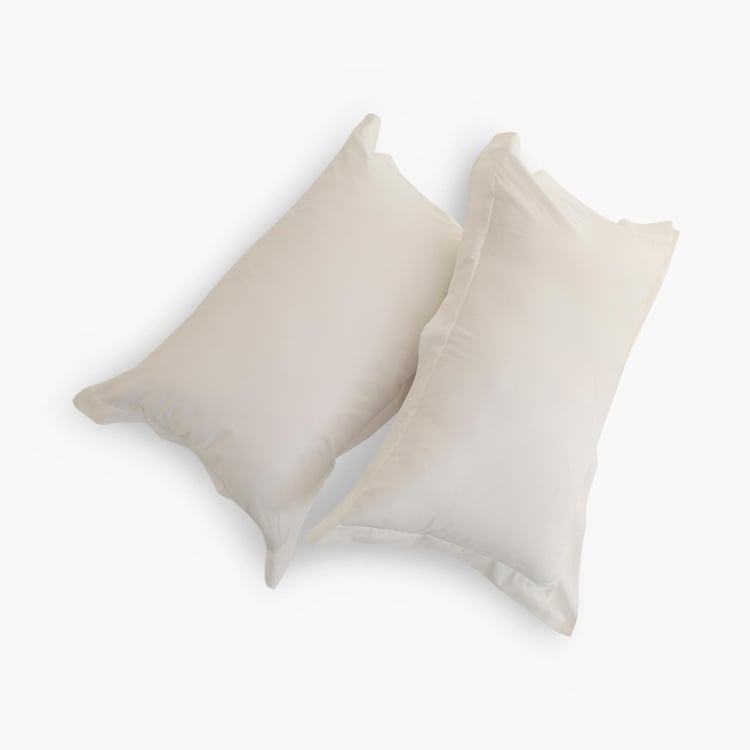 Marshmallow White Solid Cotton Pillow Case - 45x70cm - Set of 2