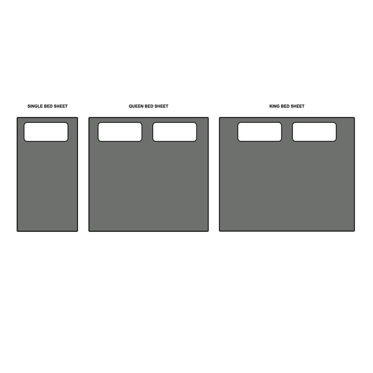 Marshmallow Solid Queen Fitted Sheet - Set Of 3Pcs - Cotton - 154 Tc - Grey