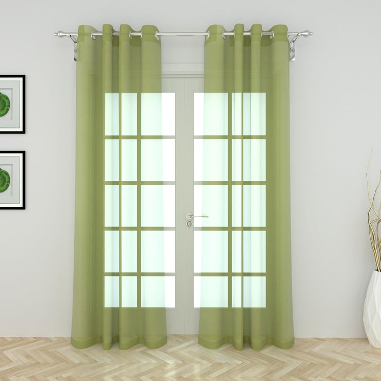 Colour Connect Solid Polyester Door Curtain  : 270 cm x 110 cm Green