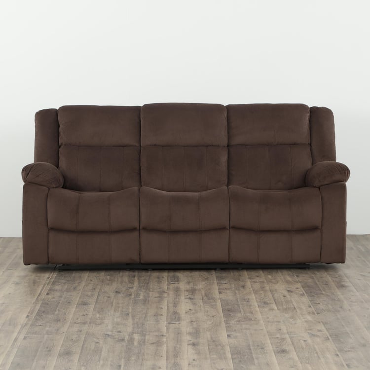 Denver Textured Polyester Manual 3 Seater Recliner - Length 207 Cm - Brown