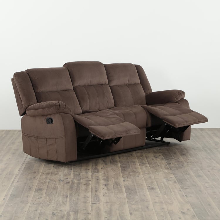 Denver Textured Polyester Manual 3 Seater Recliner - Length 207 Cm - Brown