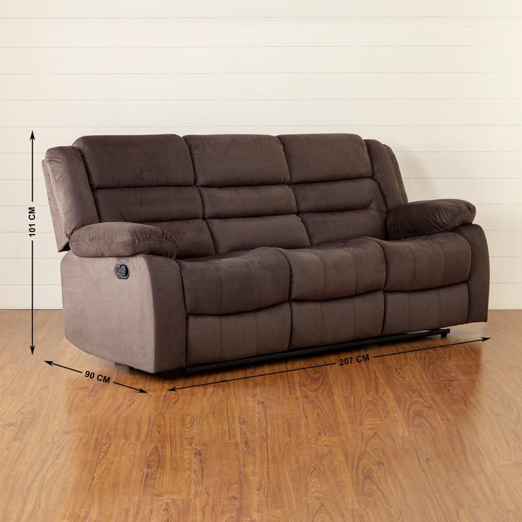 Nairobi Fabric 3-Seater Recliner - Brown