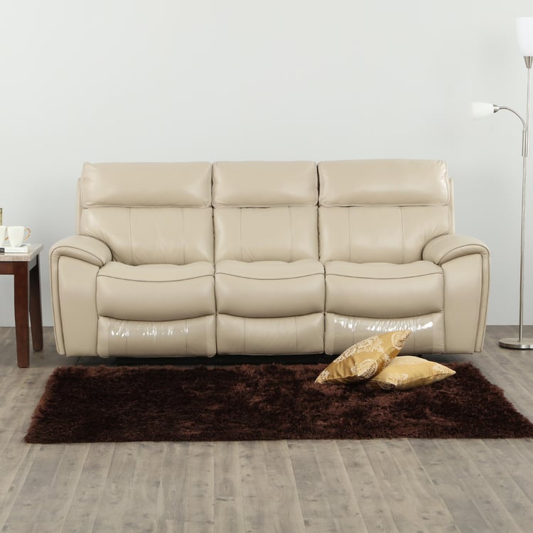 Helsinki Leather 3-Seater Electric Recliner - Beige