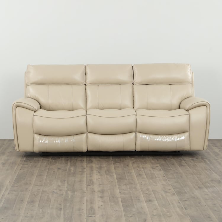 Helsinki Leather 3-Seater Electric Recliner - Beige