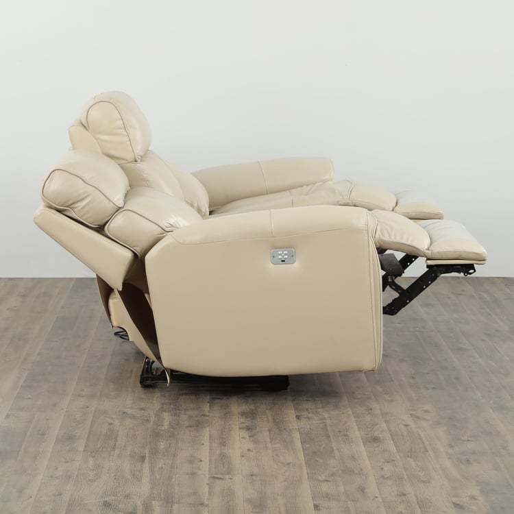 Helsinki Leather 3-Seater Electric Recliner - Beige