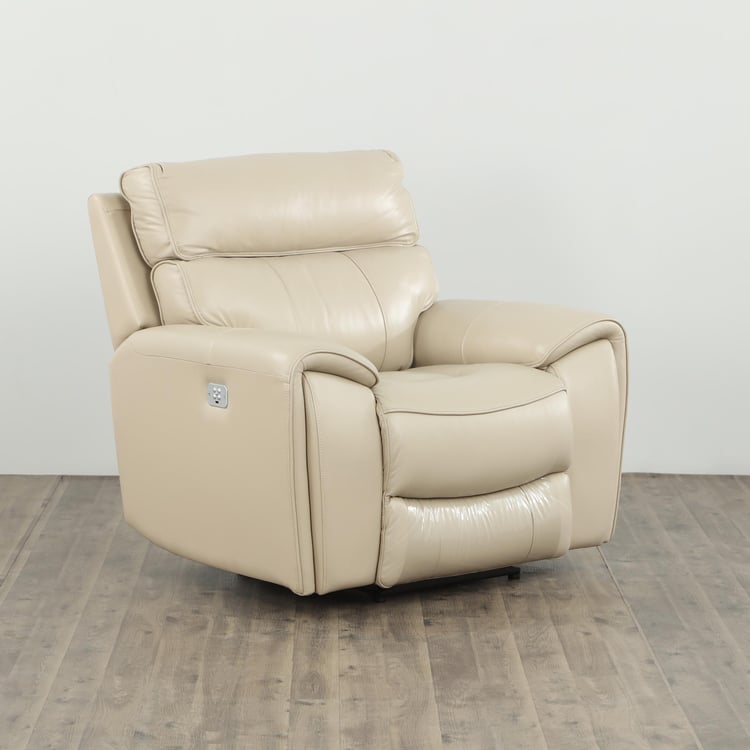 Helsinki Leather 1-Seater Electric Recliner - Beige