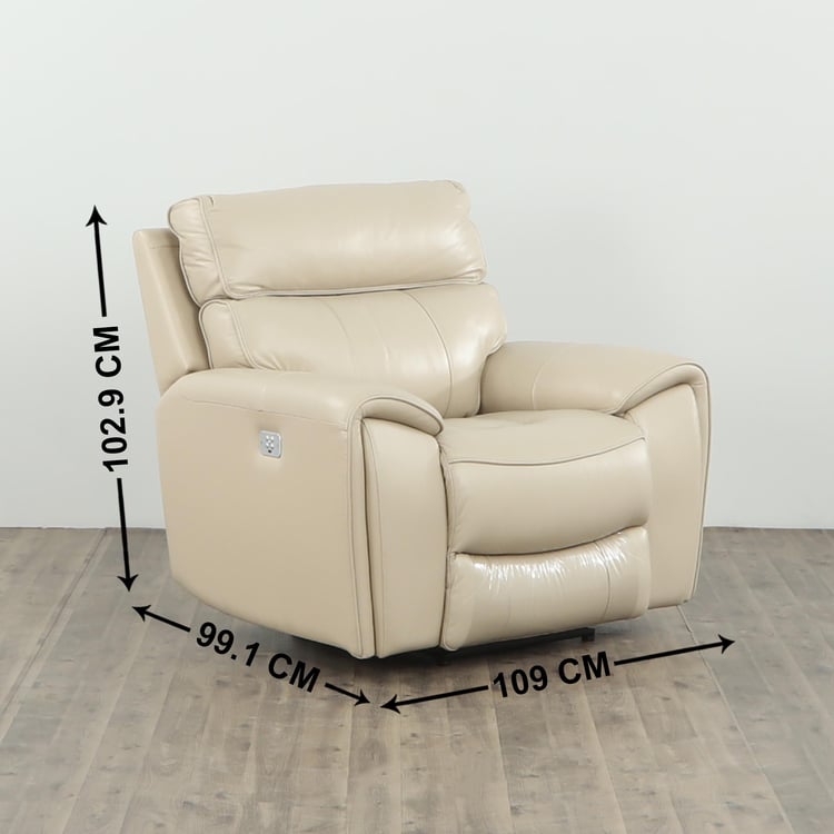 Helsinki Leather 1-Seater Electric Recliner - Beige