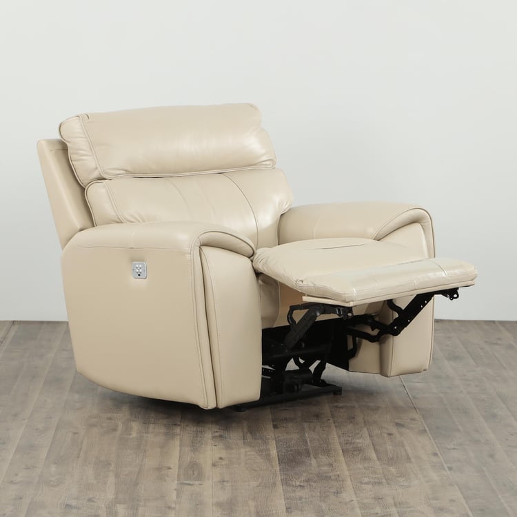 Helsinki Leather 1-Seater Electric Recliner - Beige