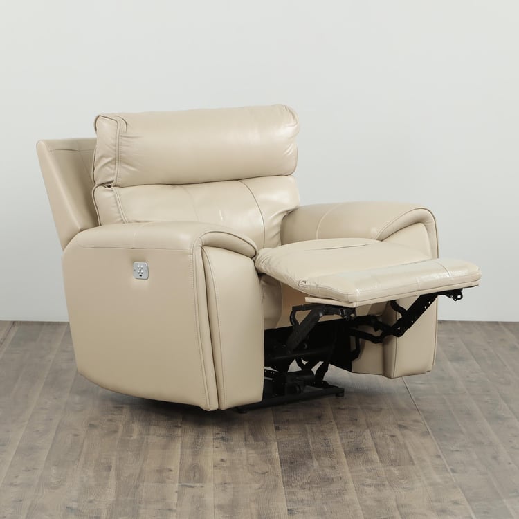 Helsinki Leather 1-Seater Electric Recliner - Beige