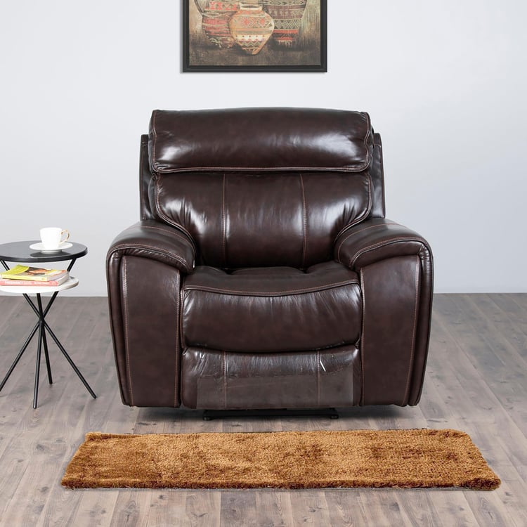 Helsinki Half Leather 1-Seater Electric Recliner - Brown