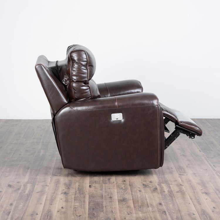 Helsinki Half Leather 1-Seater Electric Recliner - Brown