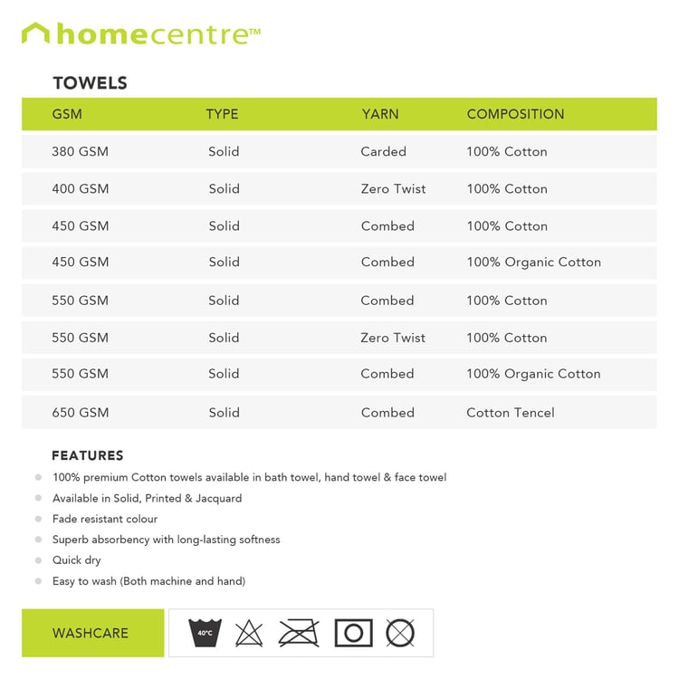 Colour Connect Solid Single Pc. Face Towel - 30 cm x 30 cm - Cotton - Yellow - 450 GSM