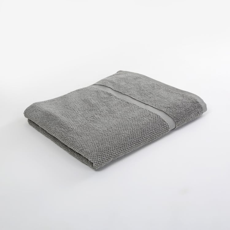 Marshmallow Textured Cotton Bath Towel : 150 cmL x 70 cmW Grey