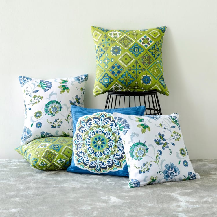 Hewa Printed Cushion Covers - Set Of 5 Pcs. - Cotton - 40 cm x 40 cm - Multicolour