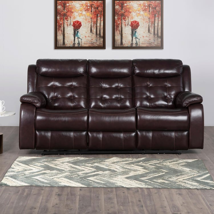 Berlin Half Leather 3-Seater Electric Recliner - Brown