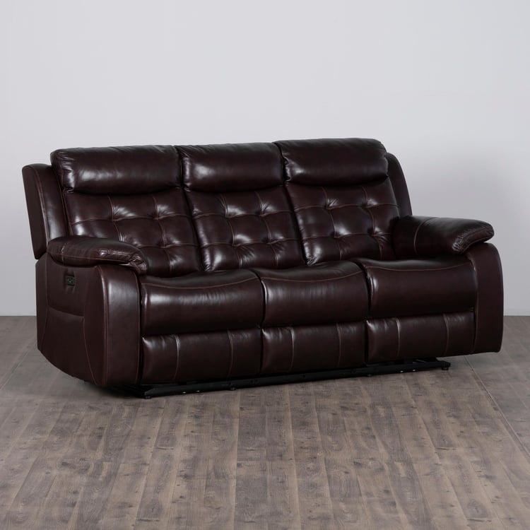 Berlin Half Leather 3-Seater Electric Recliner - Brown