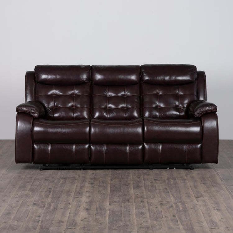 Berlin Half Leather 3-Seater Electric Recliner - Brown