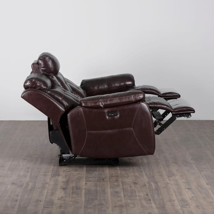 Berlin Half Leather 3-Seater Electric Recliner - Brown