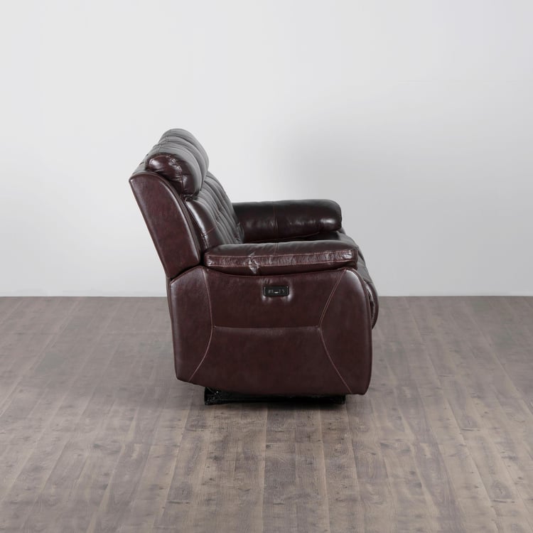 Berlin Half Leather 3-Seater Electric Recliner - Brown