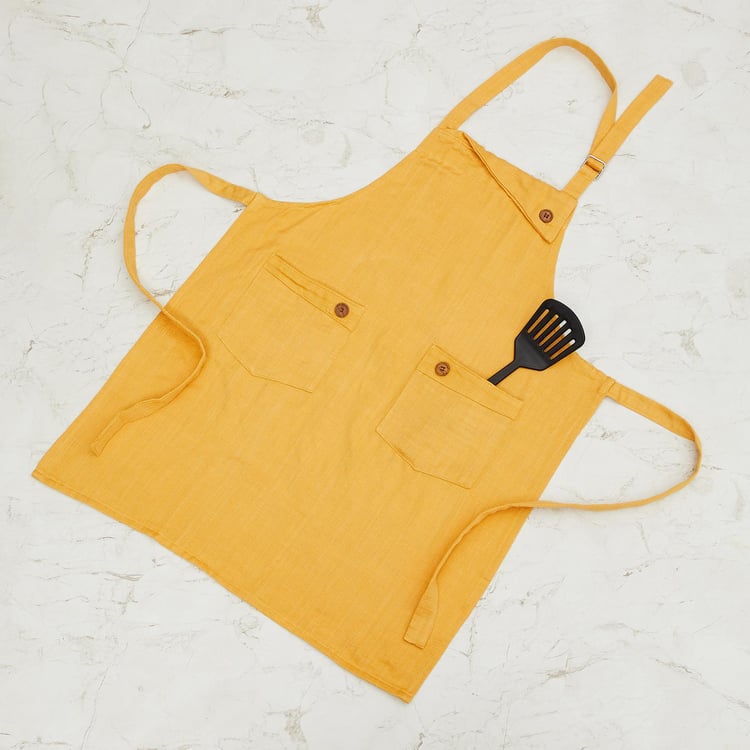 Colour Connect Solid Aprons - Cotton - Kitchen Apron 60 cm  L x 74 cm  W -Yellow