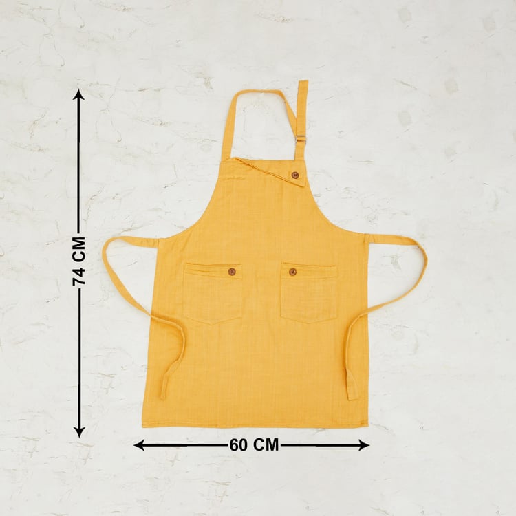 Colour Connect Solid Aprons - Cotton - Kitchen Apron 60 cm  L x 74 cm  W -Yellow
