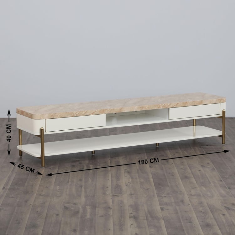 Paris Marble Top TV Unit - White