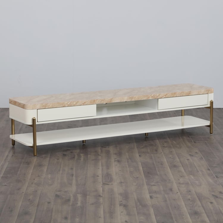 Paris Marble Top TV Unit - White