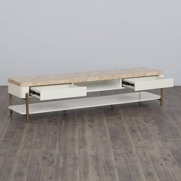 Paris Marble Top TV Unit - White