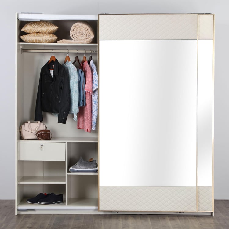 Paris 2-Door Sliding Wardrobe with Mirror - White