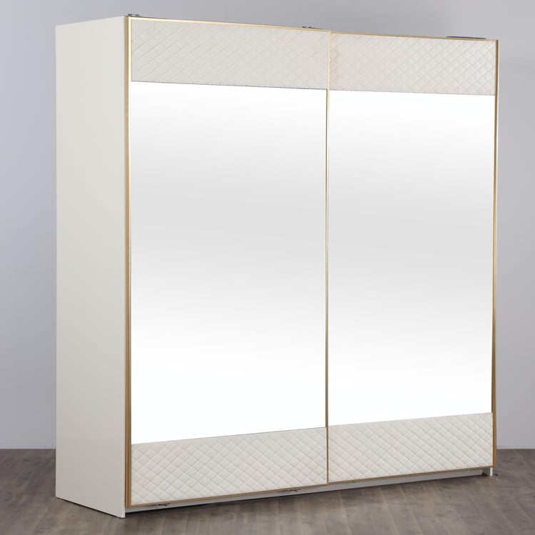 Paris 2-Door Sliding Wardrobe with Mirror - White