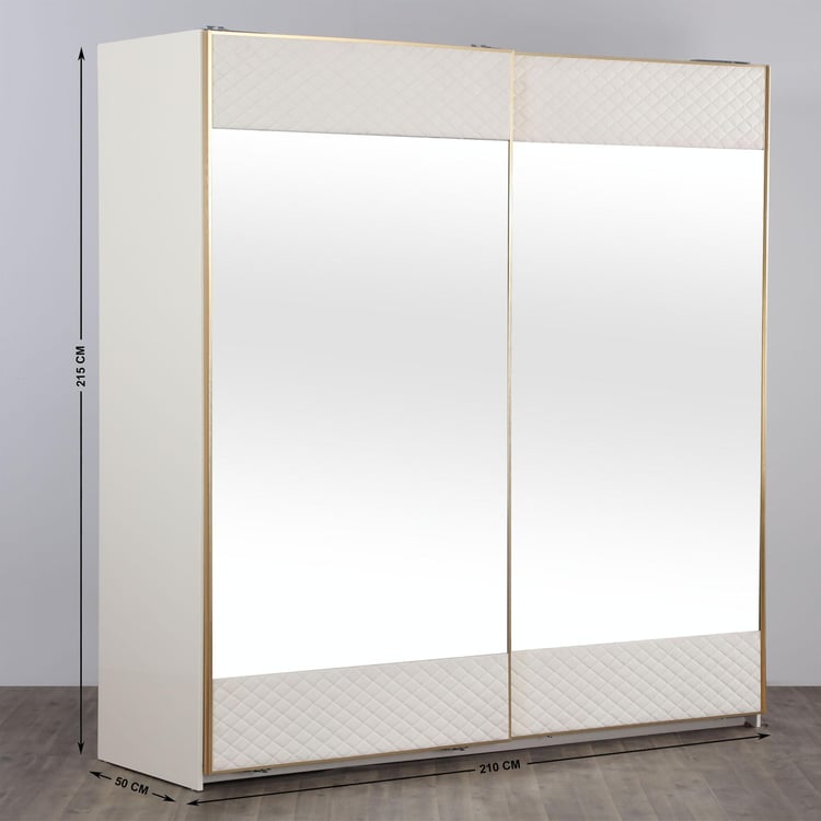 Paris 2-Door Sliding Wardrobe with Mirror - White