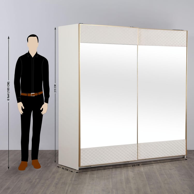 Paris 2-Door Sliding Wardrobe with Mirror - White