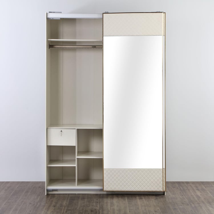 Paris 2-Door Sliding Wardrobe with Mirror - White