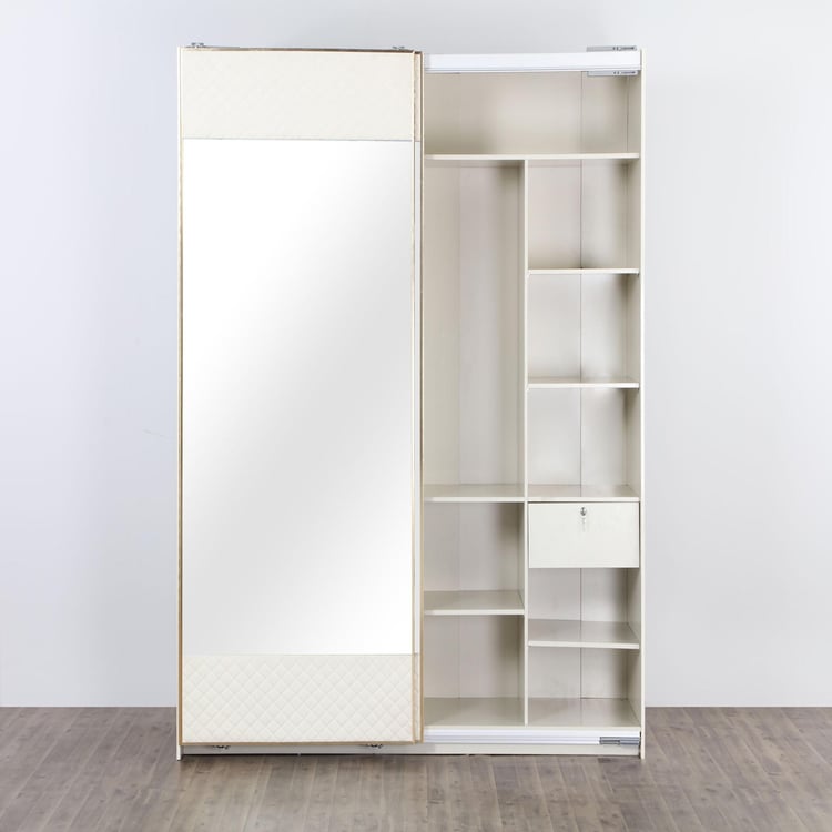 Paris 2-Door Sliding Wardrobe with Mirror - White