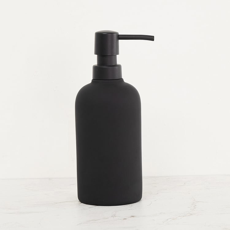 Mandarin Solid Ceramic Round Soap Dispenser  : 7 cmL x 7 cmW x 19 cmH 470 ml Black