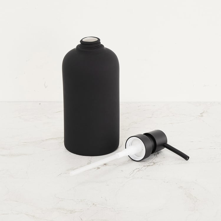 Mandarin Solid Ceramic Round Soap Dispenser  : 7 cmL x 7 cmW x 19 cmH 470 ml Black