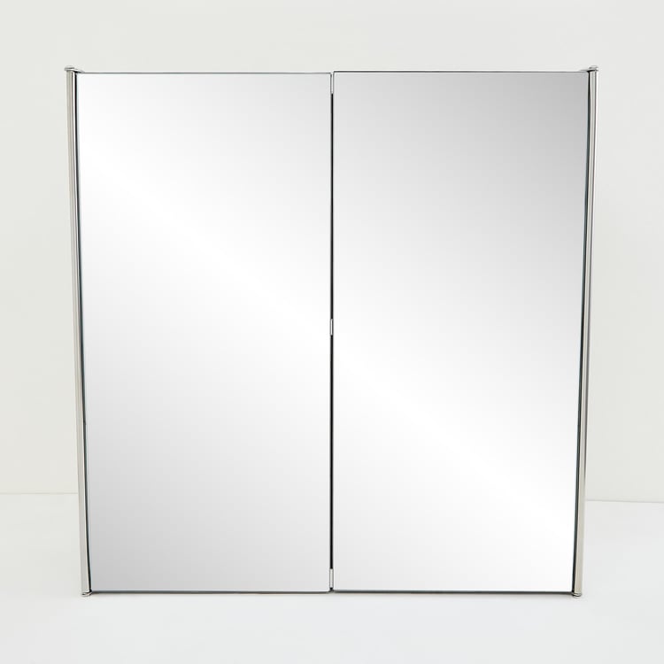 Orion Ella Silver Stainless Steel Square Wall Mounted Mirror Cabinet - 45x13x45cm
