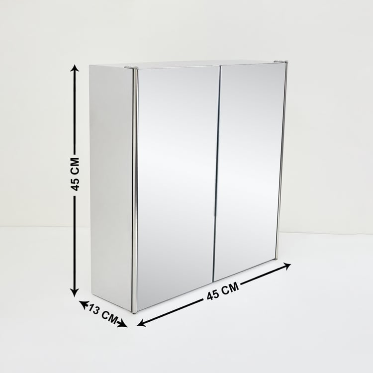Orion Ella Silver Stainless Steel Square Wall Mounted Mirror Cabinet - 45x13x45cm