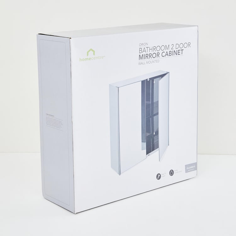 Orion Ella Silver Stainless Steel Square Wall Mounted Mirror Cabinet - 45x13x45cm